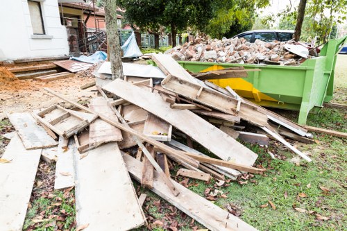 Construction site with waste materials ready for clearance in Hammersmith